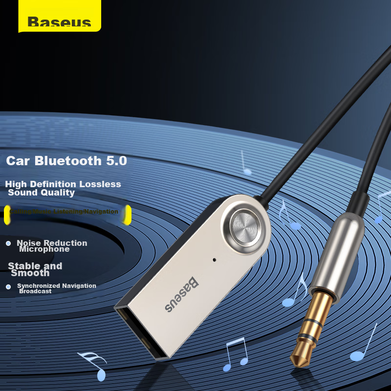 Baseus Car Bluetooth Receiver, Car MP3 Player, Bluetooth 5.0 Lossless Audio And Video Cigarette Lighter, Aux Converter