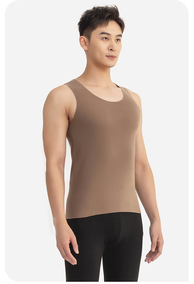 Yiershuang [Cashmere Silk] Autumn Winter Warm Vest Men's Seamless Cut Fleece Lined Thermal Underwear 20