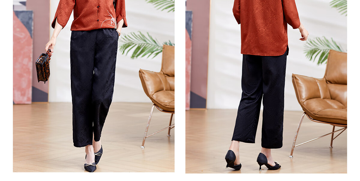 Yuzhaolin Mom's National Style Three-Quarter Sleeve Suit Middle-aged and Elderly Women's Clothing Grandma Clothes Y244A1800 2
