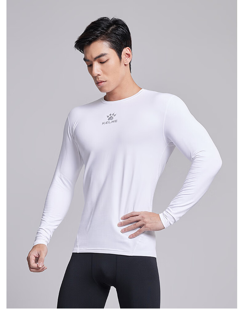 KELME Men's Outdoor Thermal Fleece Lined Compression Shirt Running Training Fitness Top Black 3XL 8