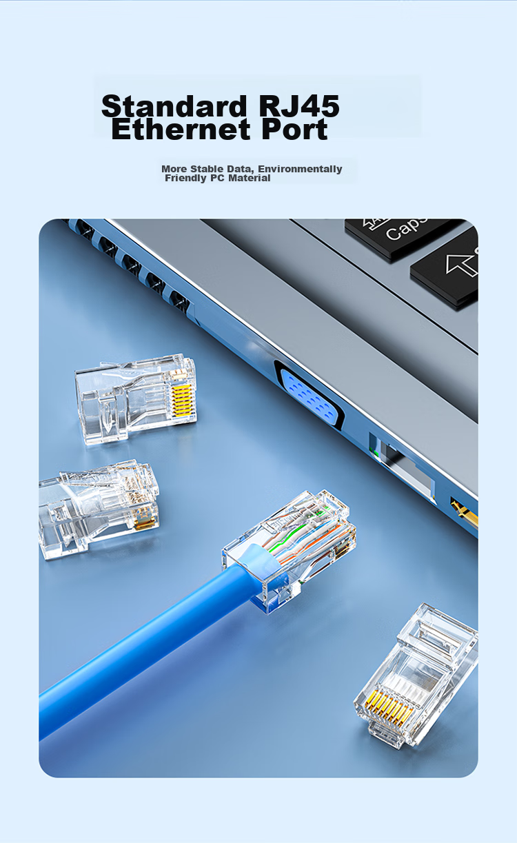 SAMZHE Cat5e Punch Down RJ45 Gold-Plated Ethernet Cable Connectors, Gigabit Punch Down Crystal Heads, 8P8C Network Connectors, 100 Pieces CKT5100 8