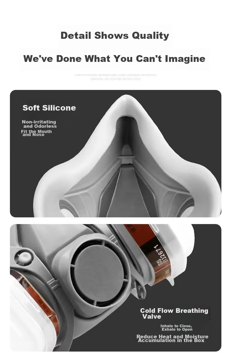 Andatong Gas Mask, Industrial Dust Mask for Chemical Protection, Formaldehyde Paint Activated Carbon Protective Mask, 7-Piece Set with Goggles Included 11