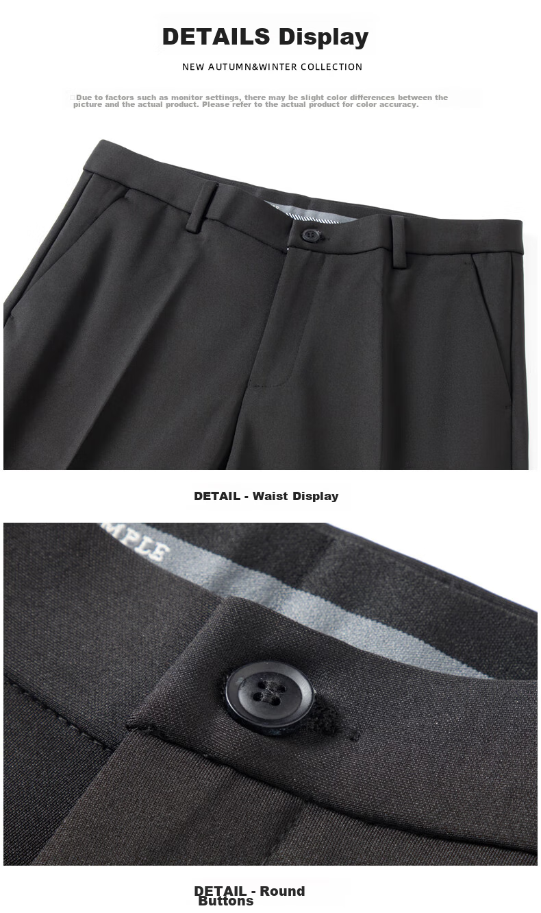 ROMON Men's Dress Pants, Spring And Autumn Professional Business Casual Loose Straight-Leg Trousers, Versatile Long Pants XK903 24