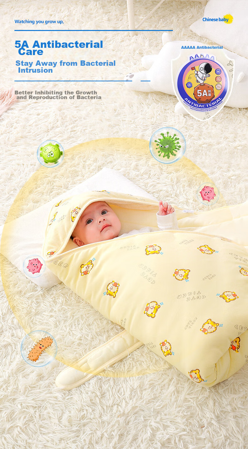 Nanjiren Newborn Baby Swaddle Blanket, Anti-Startle Sleeping Bag, Pure Cotton Wrap, Baby Swaddle, Maternity Ward Air Conditioning Blanket, 85*85cm 3
