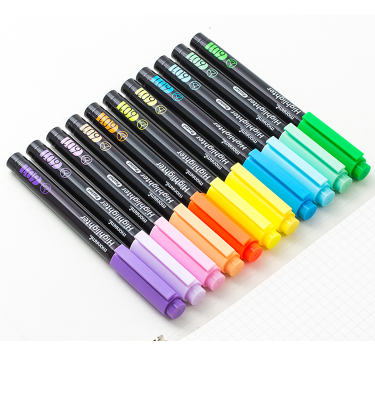 Monami Highlighters for Students, Colorful Markers for Note-Taking And Highlighting, Non-Fading, Light Color Set of 4, 06021Z04-P 11