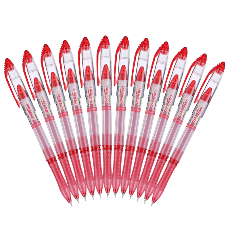 M&G (M&G) Stationery Retractable Gel Pen 0.38 Student Red Pen Signing Pen Business Meeting Pen Office Supplies Red 12 Pens/box Back-To Essential