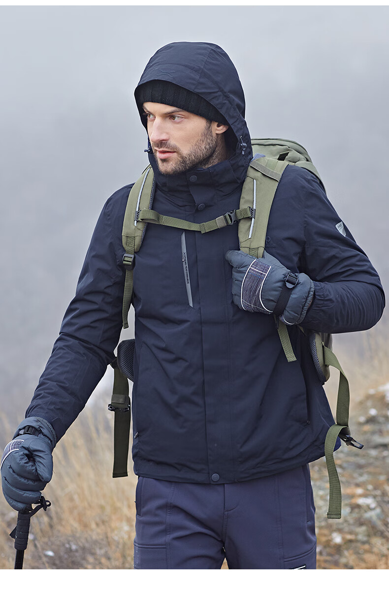 Jeep Outdoor Jacket for Men And Women, Three-In Fleece Windproof Waterproof Couple's Coat with Detachable Layers, Cold-Resistant Mountaineering Suit, 2XL 16
