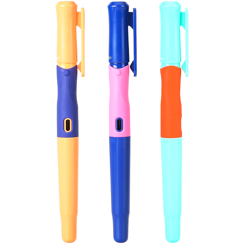 M&G (M&G) Stationery Refillable Fountain Pen Pure Blue F Dark Nib 3.4mm Diameter Back-To Writing (1 Pen with 6 Refills) Randomly Packaged HAFP0758