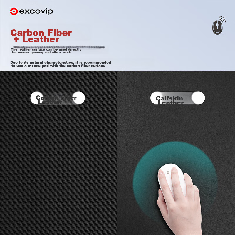 EXCO Mouse Pad, Carbon Fiber Computer Desk Mat, Laptop Office Desk Pad, Large PU Leather Texture, Double-Sided Waterproof Leather Gaming Desk Mat, Gaming Keyboard Pad 0109 4