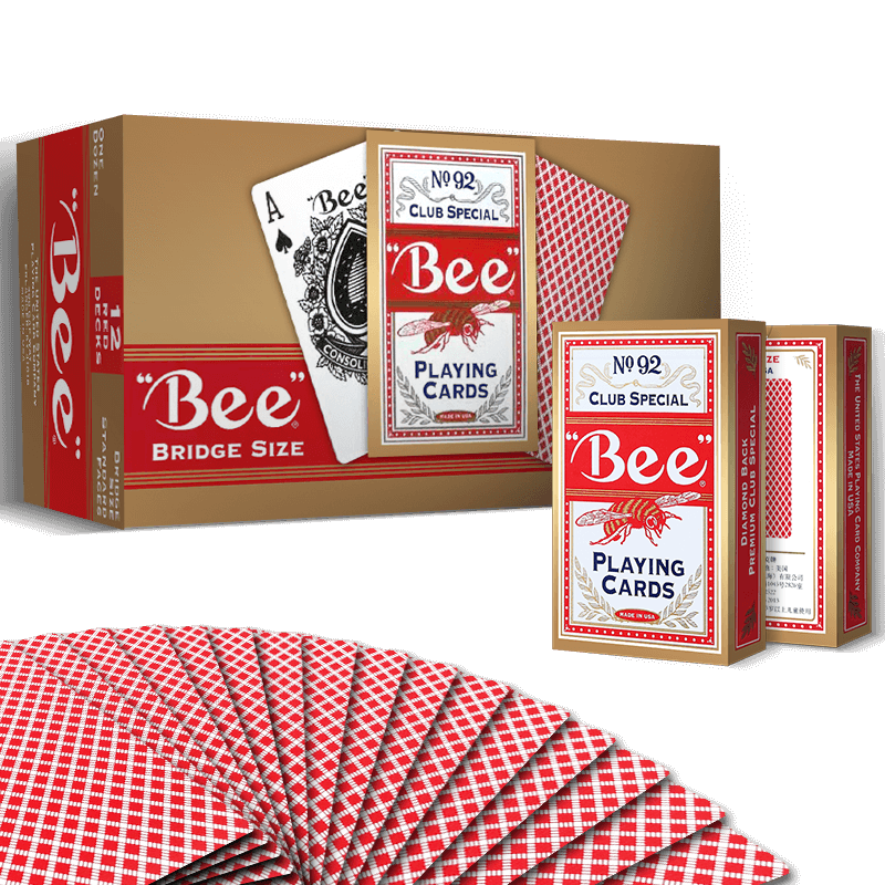 Bee Guandan Specialized Playing Cards, Narrow Version Entertainment Cards, Durable Bridge Cards, One Pack of 12 Decks (Red)