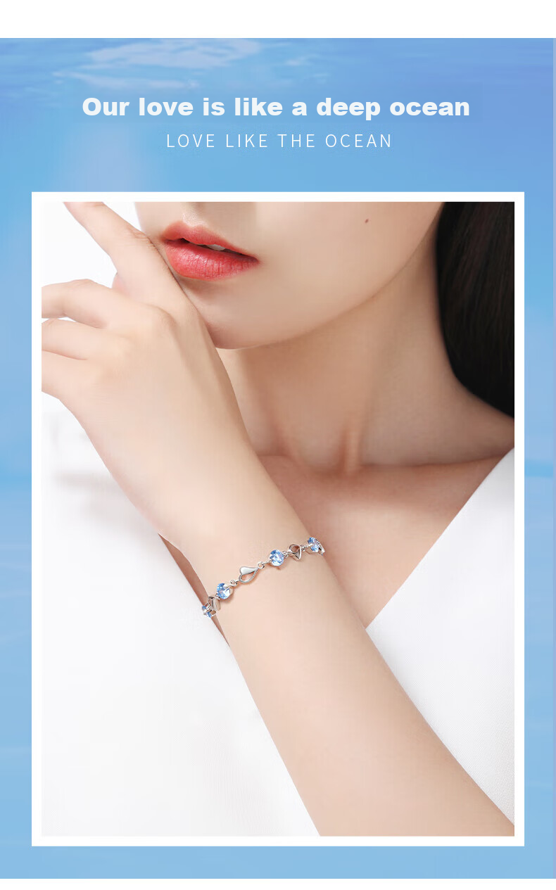GLTEN Swarovski Zirconia Ocean Heart Silver Bracelet for Women, New Jewelry Design, Birthday Gift, Anniversary Present for Girlfriend Or Wife 3