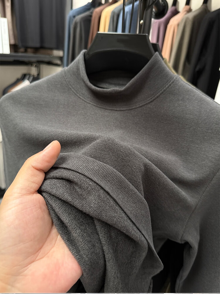 Caramella Men's Thermal Top Men's German Velvet Autumn Winter Half High Collar Inner Wear 2025 New Thickened Long Sleeve T-Shirt Base Shirt Men 6
