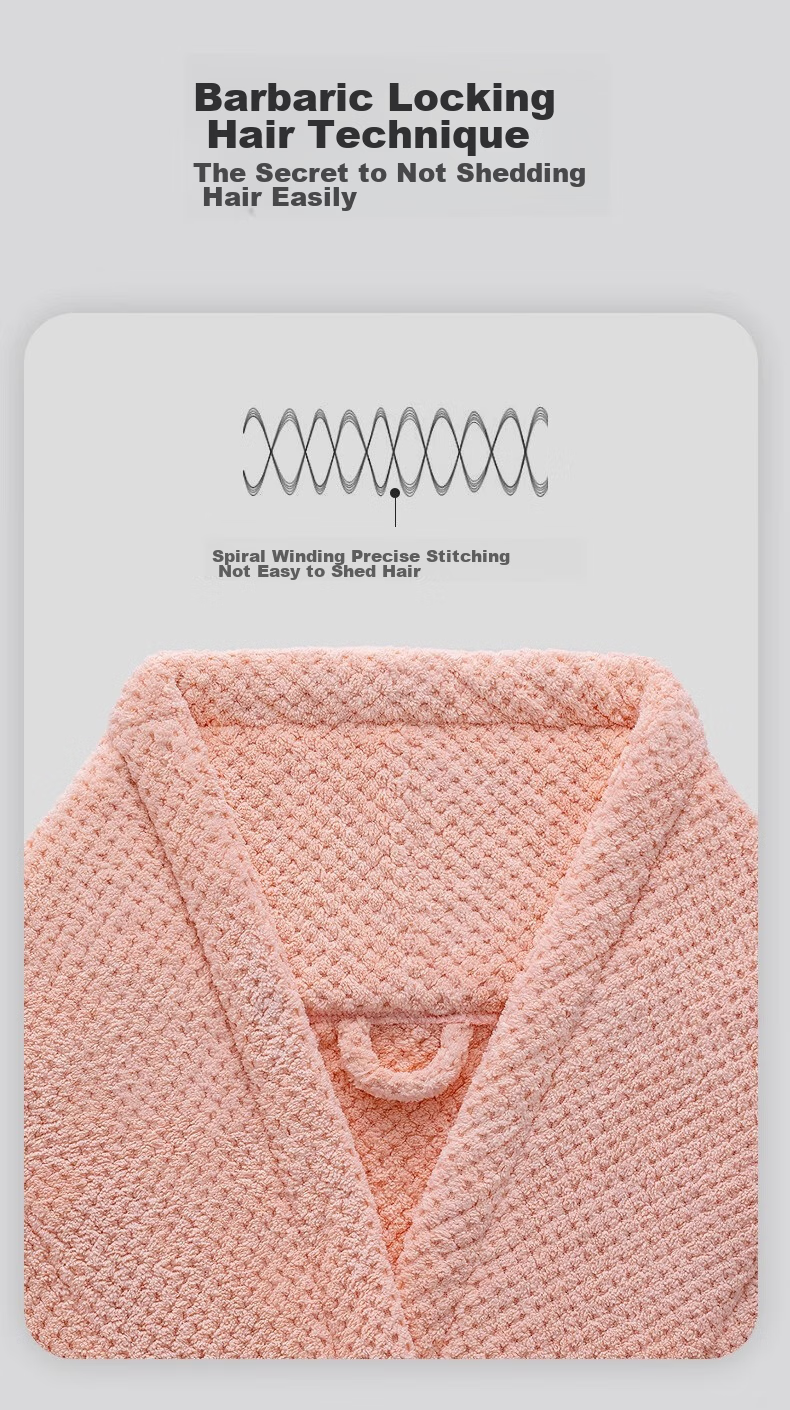 Grace Pineapple Pattern Home Bathrobe, Absorbent Soft Breathable Unisex Couple Pajamas High-End Women's Bathrobe Pink 7