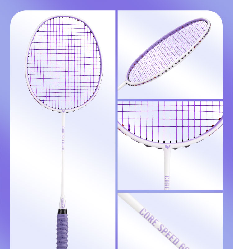 Yodiman Purple And White Badminton Racket, Full Carbon Ultra-Light 6U Single Racket 660 20