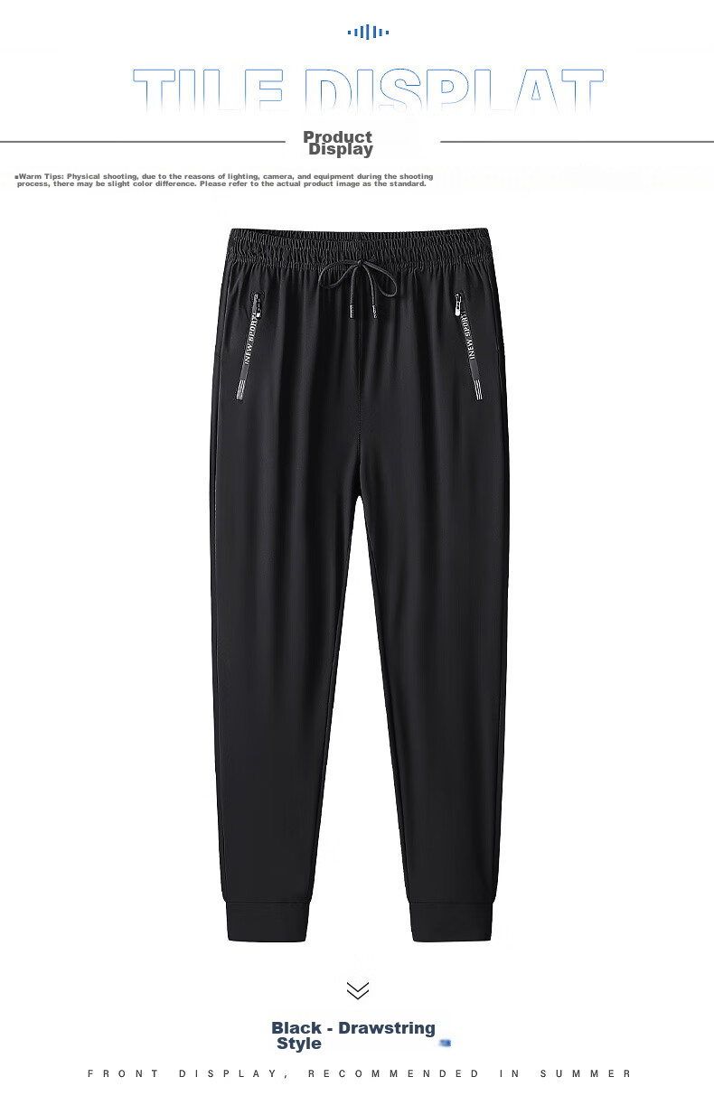 JEEP Casual Pants for Men, Summer Ice Silk Breathable Fashionable Versatile Men's Trousers, Gray, 3XL 11