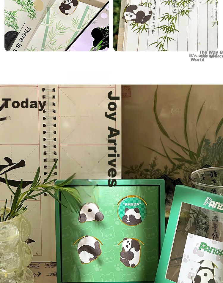 Sannianerban [Teacher's Day Gift/Almost] Bookmark Gift Box, Cute Panda Design, Metal Material, Student Stationery, Creative Gift, Holiday Present, Birthday Gift, Prize 8