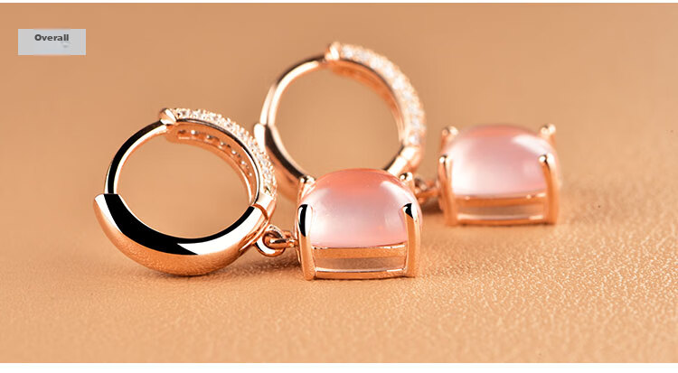 JOLEE Natural Pink Crystal S925 Silver Luxury Fashion Rose Quartz Stud Earrings, Jewelry Gift for Women on Holidays 4