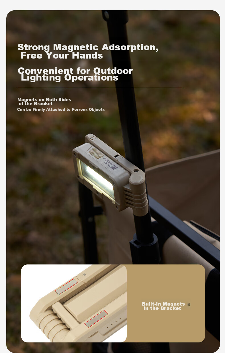 MOBIGARDEN Magnetic Outdoor Camping Waterproof Multi-Mode Work Light Tool Lamp NX23673008 Teak Color 10