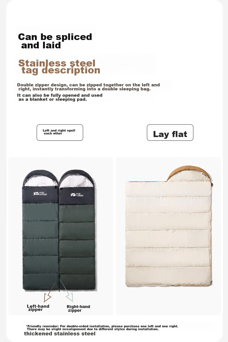 MOBIGARDEN Xiangyun Sleeping Bag 1.0 Outdoor Camping Single Warm Envelope Sleeping Bag NX25662006 Pine Green 10