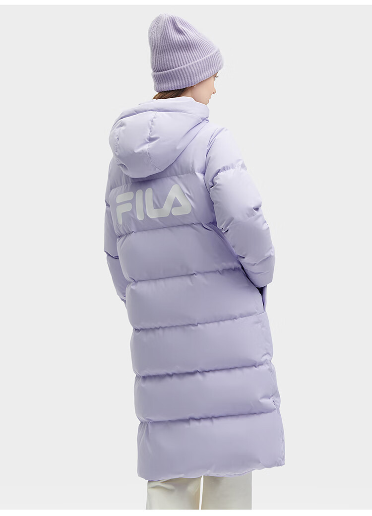 FILA Official RGB Long Down Jacket Unisex Winter Hooded Warm Coat Couples Style 14