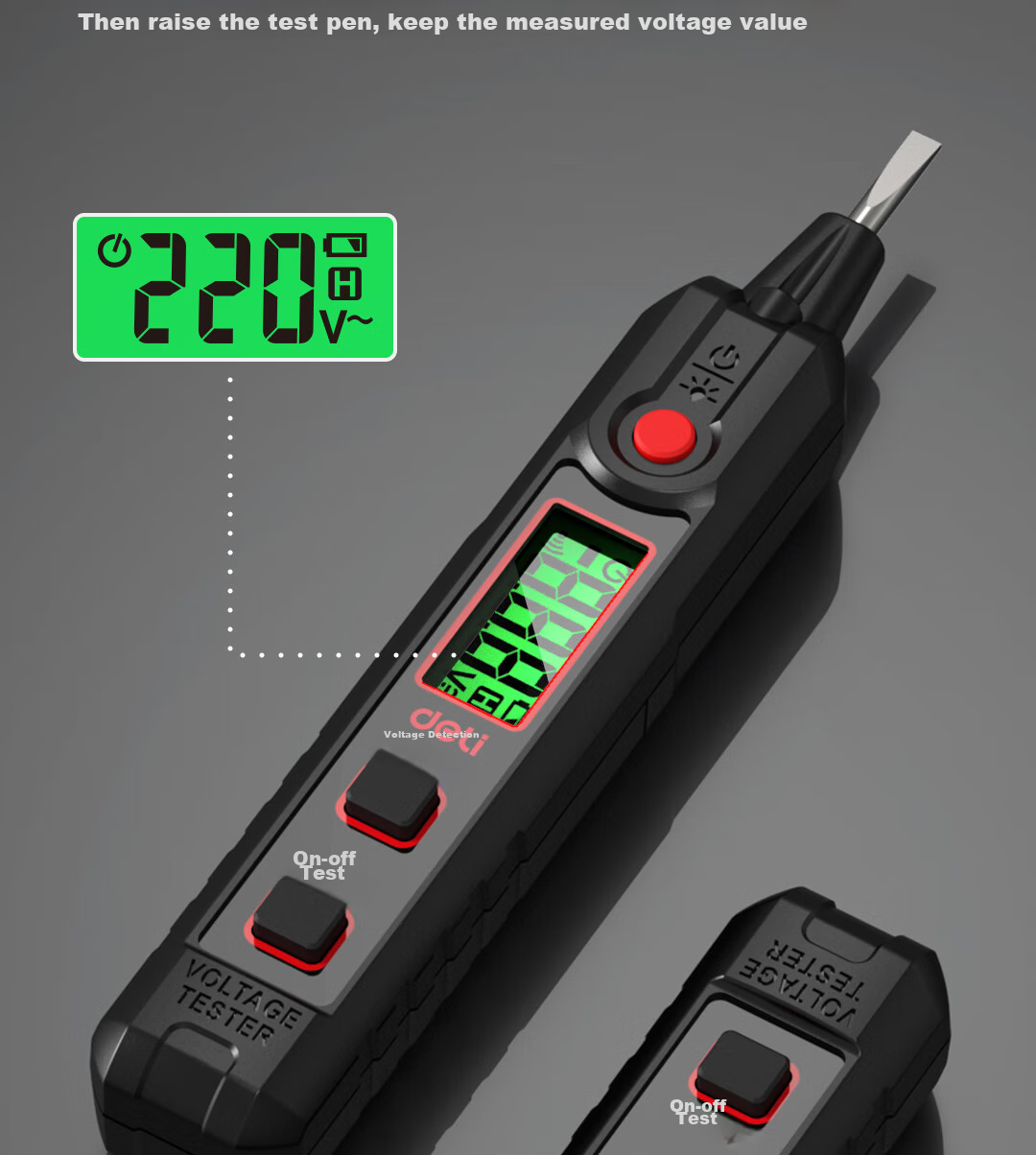 Deli Smart Dual-Use Voltage Tester Pen Multifunction Wire Break Detector Digital Display Electrician Induction High Voltage Tester Pen 9