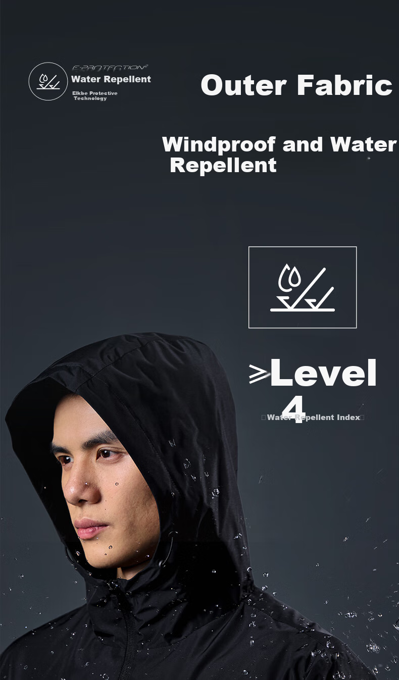 ERKE [Yu Shi Same Style] Water-Resistant Jacket for Men, Spring Stand-Collar Hooded Coat, Outdoor Sports Windbreaker 4