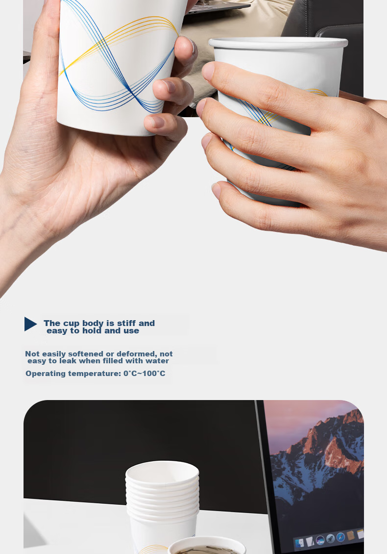 Deli [Lowest Price Online] Disposable Paper Cups, 100 Thick Cups for Office And Home Use, Business Insulated Beverage Water Cups 4