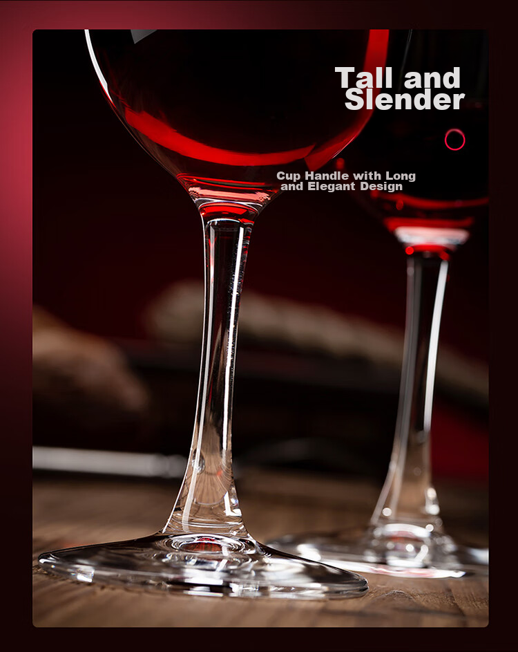 Green Apple Tempered Glass Wine Glasses 520ml*6 Set Sturdy Shatterproof Stemmed Glasses for Red and White Wine 8