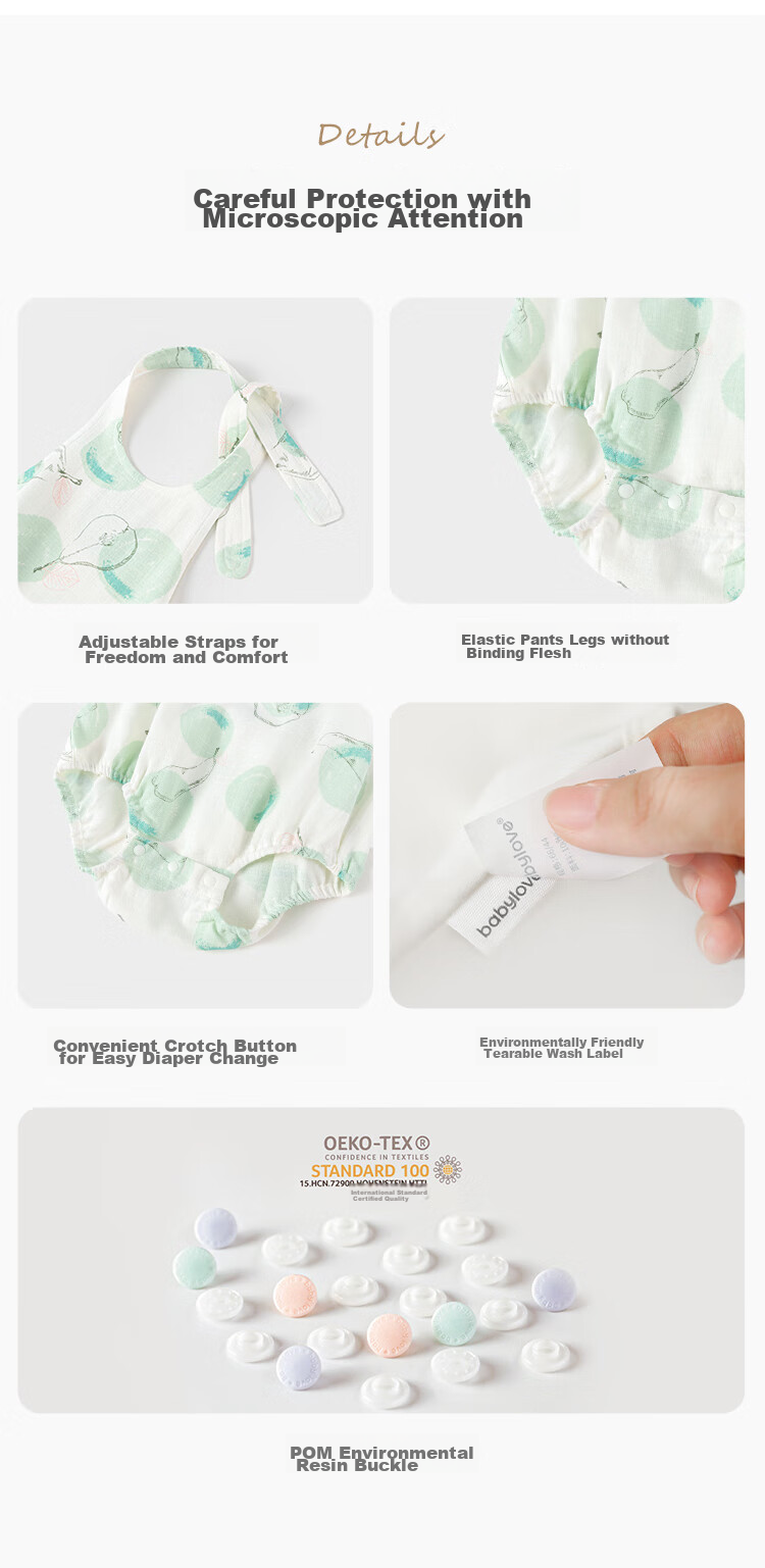 Babylove Bobo Fruit Tea Baby Romper Summer Bamboo Cotton Camellia Gauze Bodysuit Breathable Crawling Suit 14