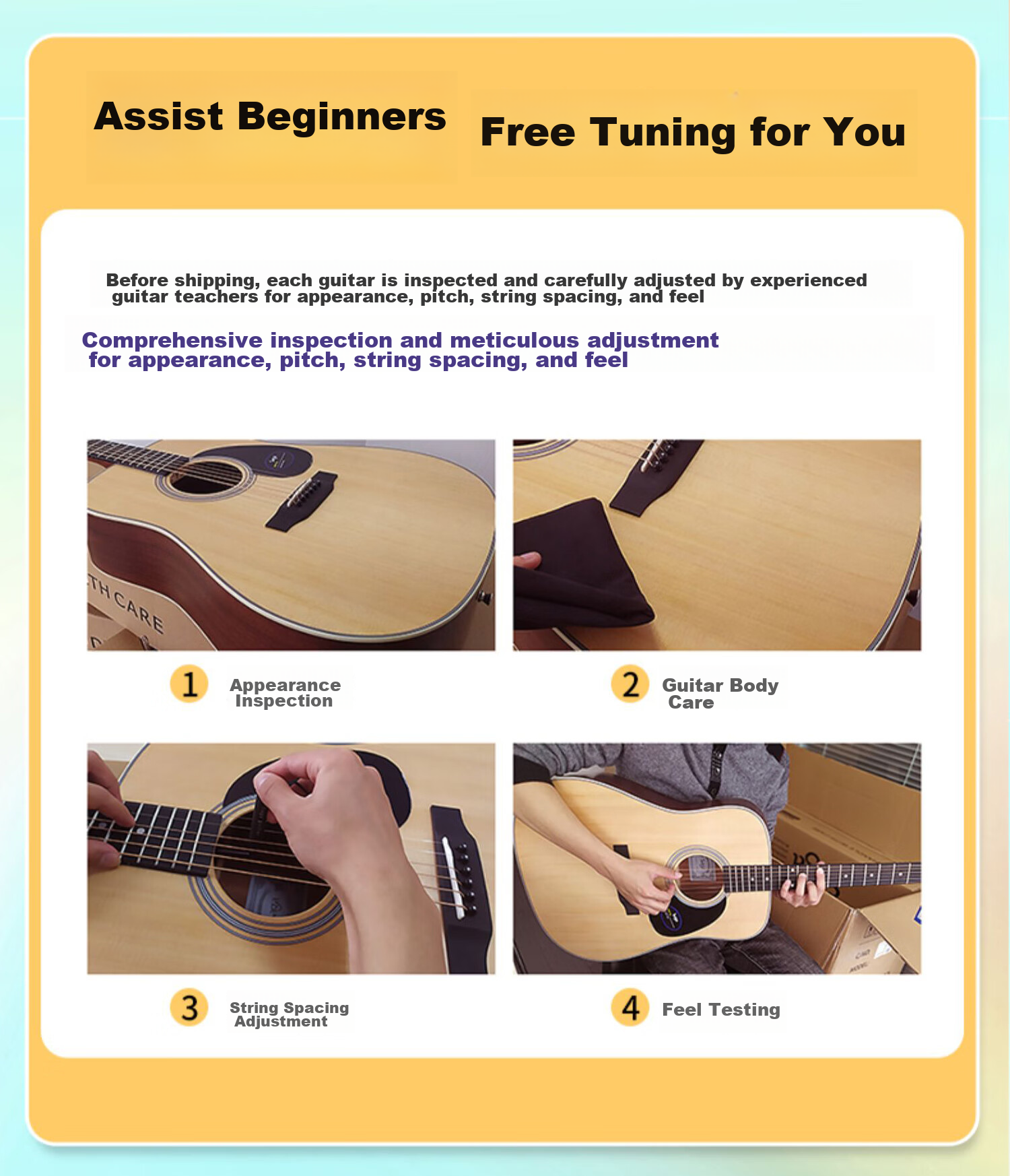 SAGA SAGA Guitar Spruce Top SA700C Natural Color 40-Inch Acoustic Folk Guitar for Beginners, No Returns if You Can't Lear 1