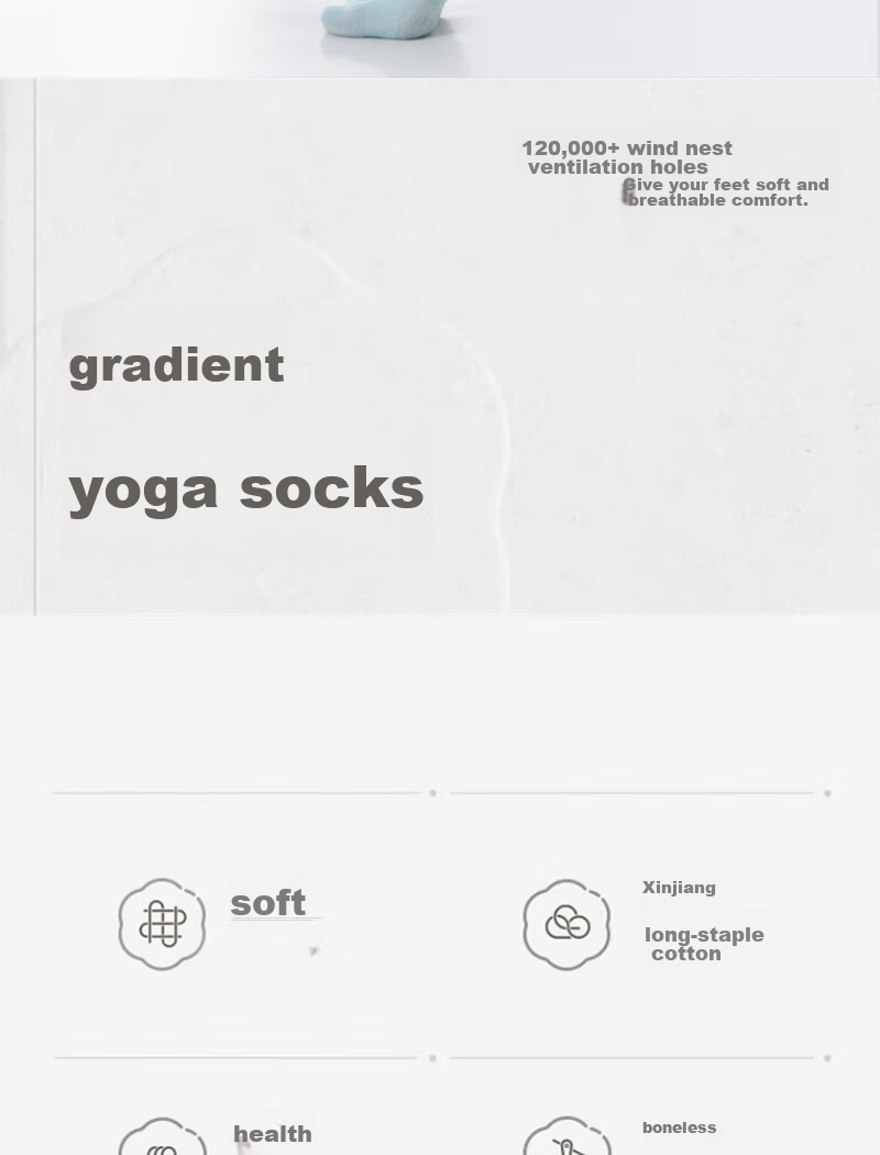 XUEXIMAN Gradient Yoga Socks for Women, Professional Non-Slip Mid-Calf Five-Toe Socks, Pilates Socks, Summer Aerobics Sports Socks 2