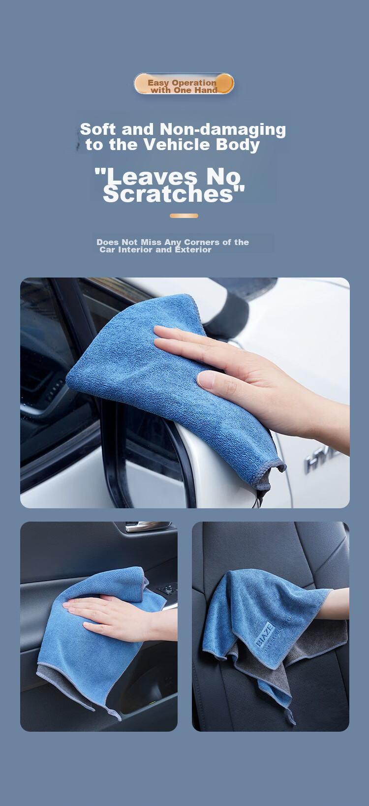 BIAZE Car Wash Towels, 40*40cm, 4 Pack, Thickened, Specially Designed for Interior And Glass Cleaning, Absorbent Car Cloths 13