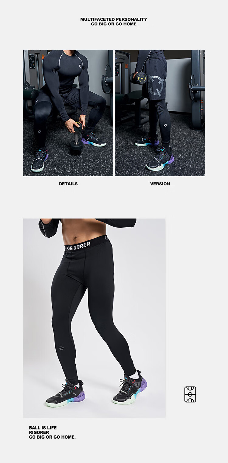 RIGORER Men's Fleece-Lined Casual Sports Fitness Pants, High-Elasticity Training Compression Pants, Warm Long Pants for Home Wear 10