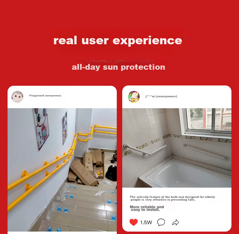 Meiruide Bathroom Handrail, Elderly Fall Prevention Assist Handle, Toilet Support Rail, Anti-Slip Handle for Hallway, 38cm 1