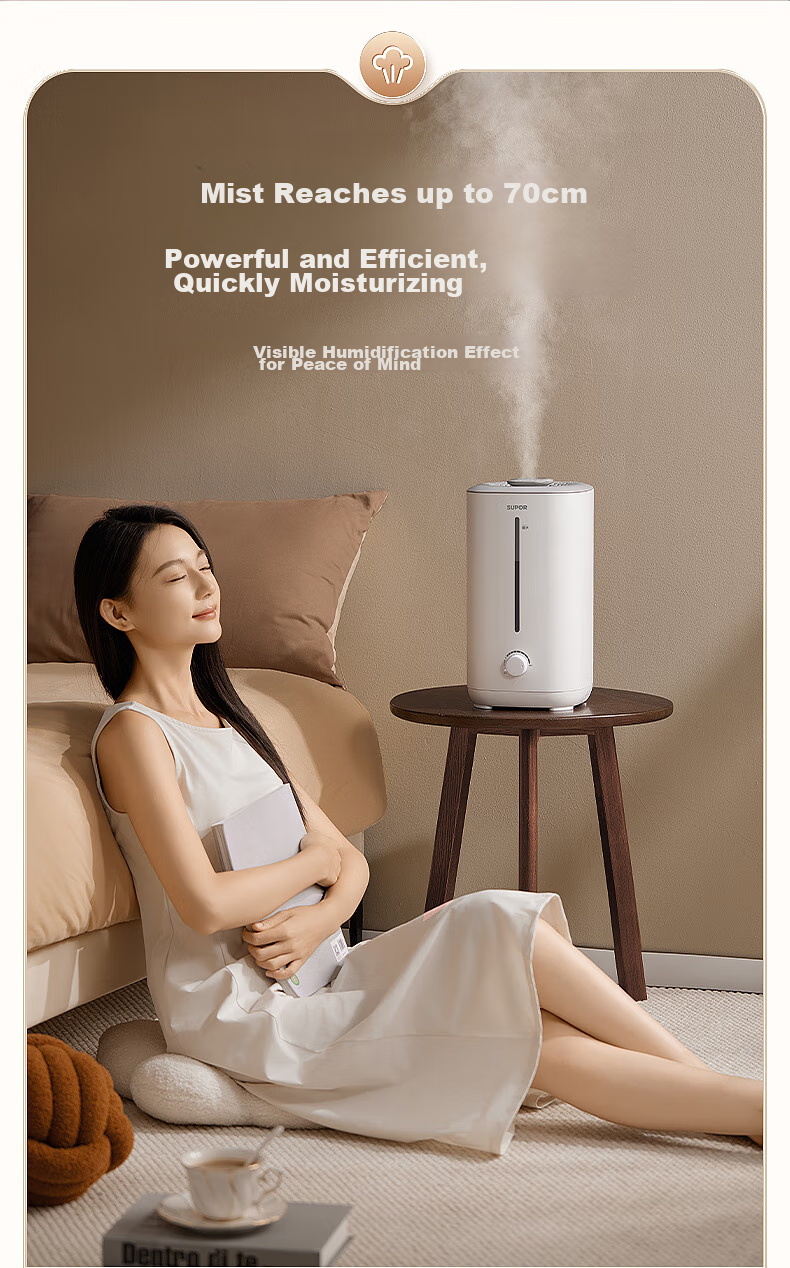 SUPOR Humidifier for Bedroom, Home Use, Infant, Office Desk, Dormitory, Evaporative Mist Maker, Small Air Purifier EHTW-22A for Relieving Dry Throat, Nasal Congestion, Rhinitis, And Allergies 7