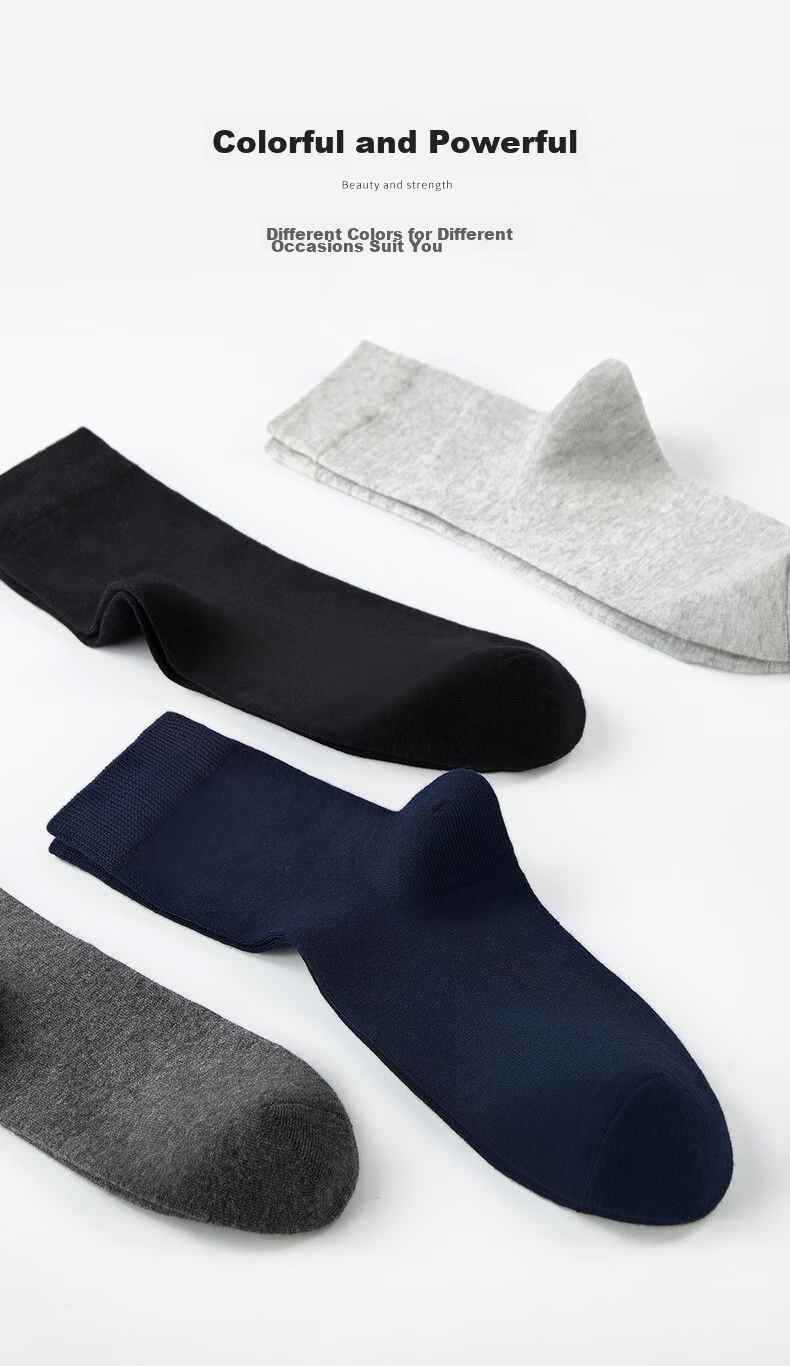 Hengyuanxiang [Hot Selling 200,000] Men's Socks, 100% Pure Cotton, Business Elite Mid-Calf Socks for Men, Sweat-Absorbing And Breathable, Spring And Summer 8