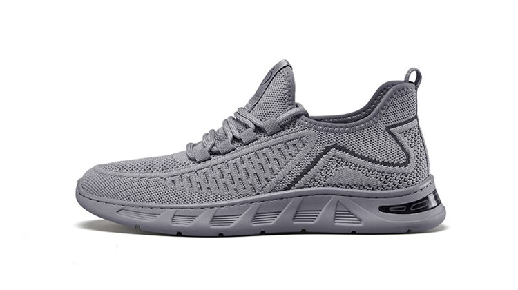 Yierkang Men's Shoes, Breathable Mesh Sports Casual Shoes, Thick-Soled Comfortable Versatile Flyknit Shoes, 96899W, Black, Size 40 8
