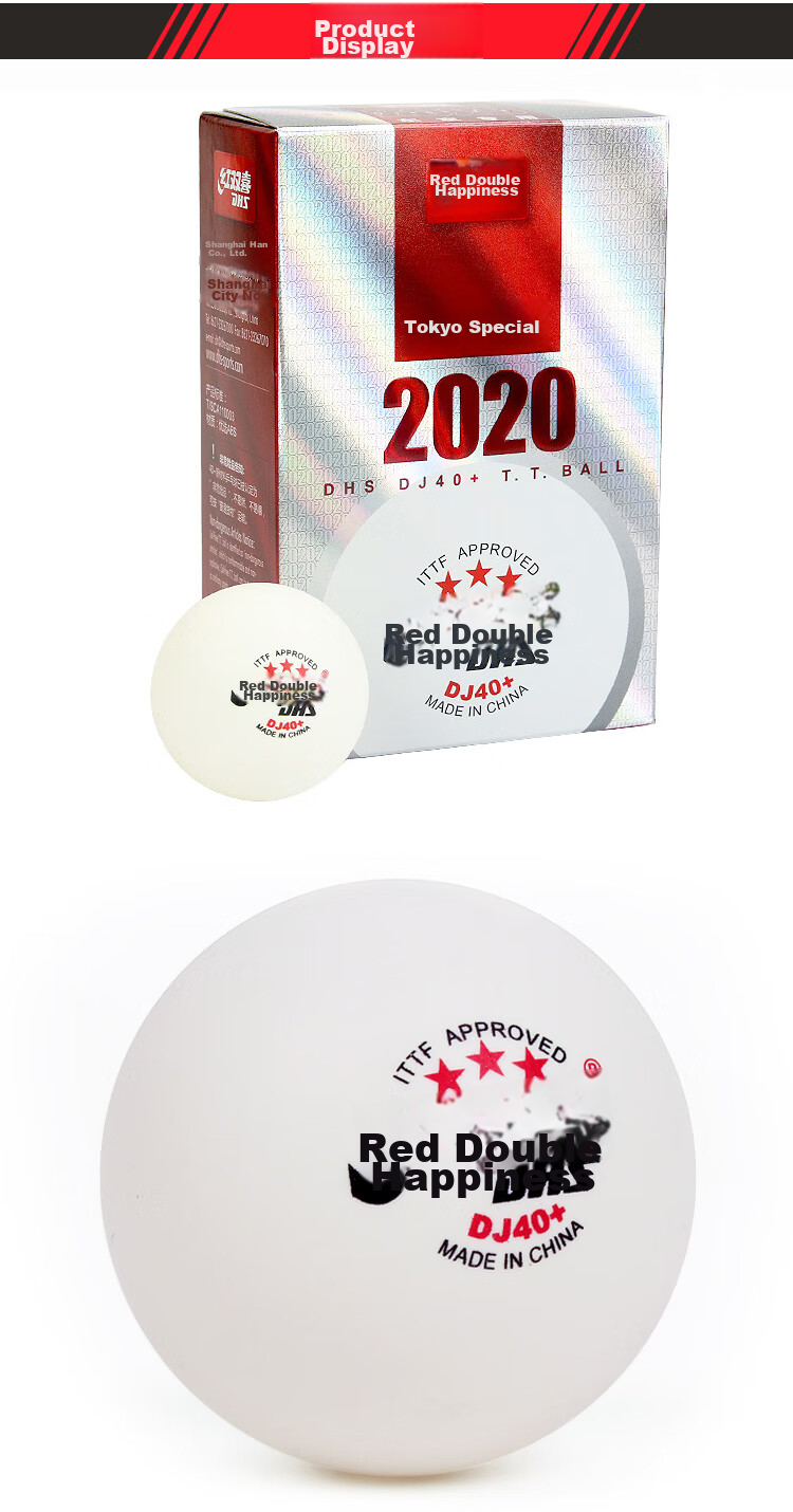 DHS Tokyo Competition Top Three-Star DJ40+ Competition Balls, White, Pack of 6 5