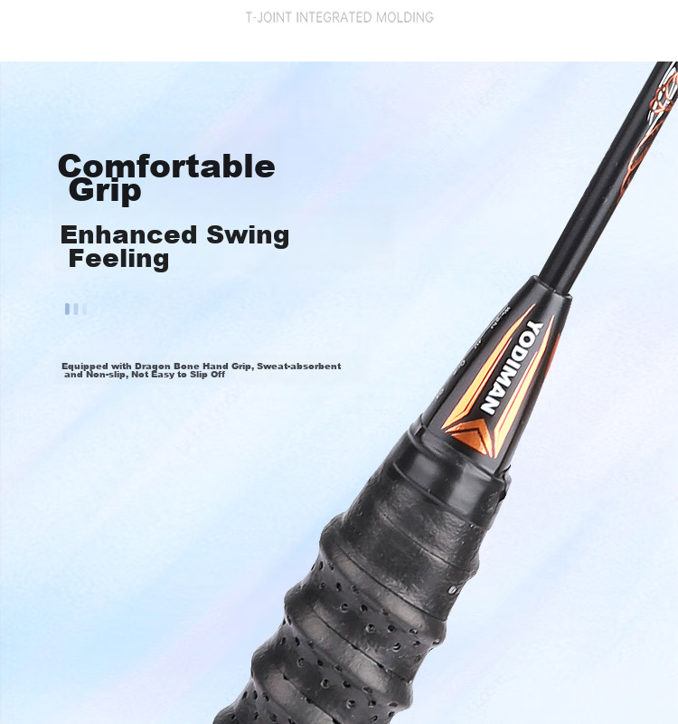 Yodiman Secondary-Shaped Black Gold Badminton Racket, 4U Full Carbon V8 Single Racket (Pre-Strung) 17