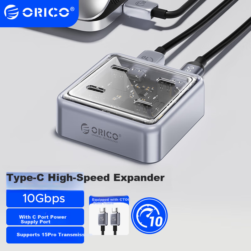 ORICO Expansion Dock Type-C, 10Gbps High-Speed Hub, Laptop One-To Converter Extension Cable, 1 Meter