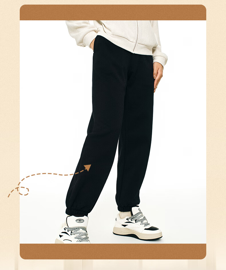 ANTA Snow Owl Fleece-Lined Knit Jogger Pants Women's Winter Casual Warm Trousers College Sports Pants 5