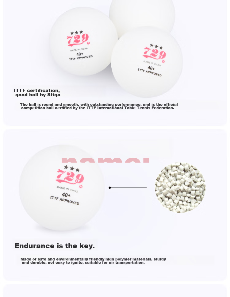 729 Table Tennis Ball 3-Star New Material 40+ World Youth Championship Edition Seamless White 6-Pack 8