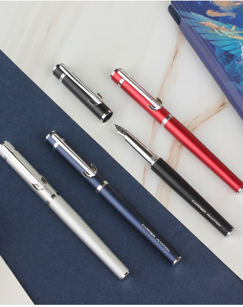 HERO Fountain Pen, Gift Box, HERO × Shandong Aircraft Carrier H605D Carrier-Based Flight Co-Branded Edition, Aircraft Carrier Cultural And Creative Teacher Gift, Notebook Gift Box, Blue 19