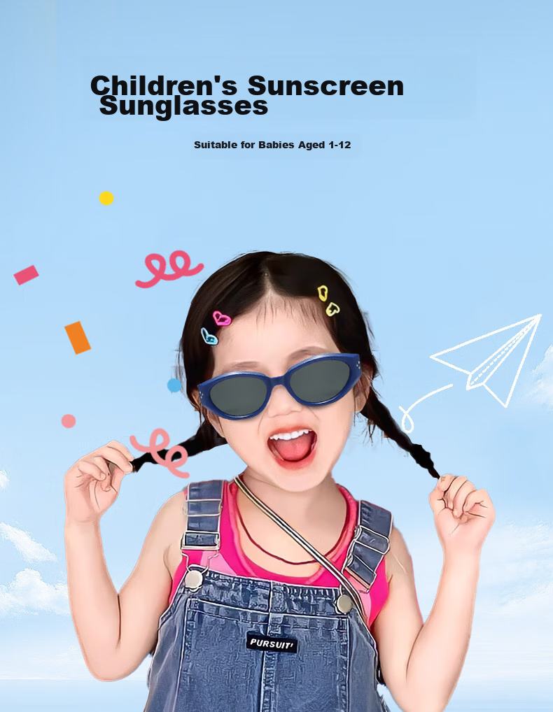 Boshide Children's Sunglasses, Cat Eye Glasses, Retro UV Protection Parent-Child Style, Black Frame with Gray Lenses 1