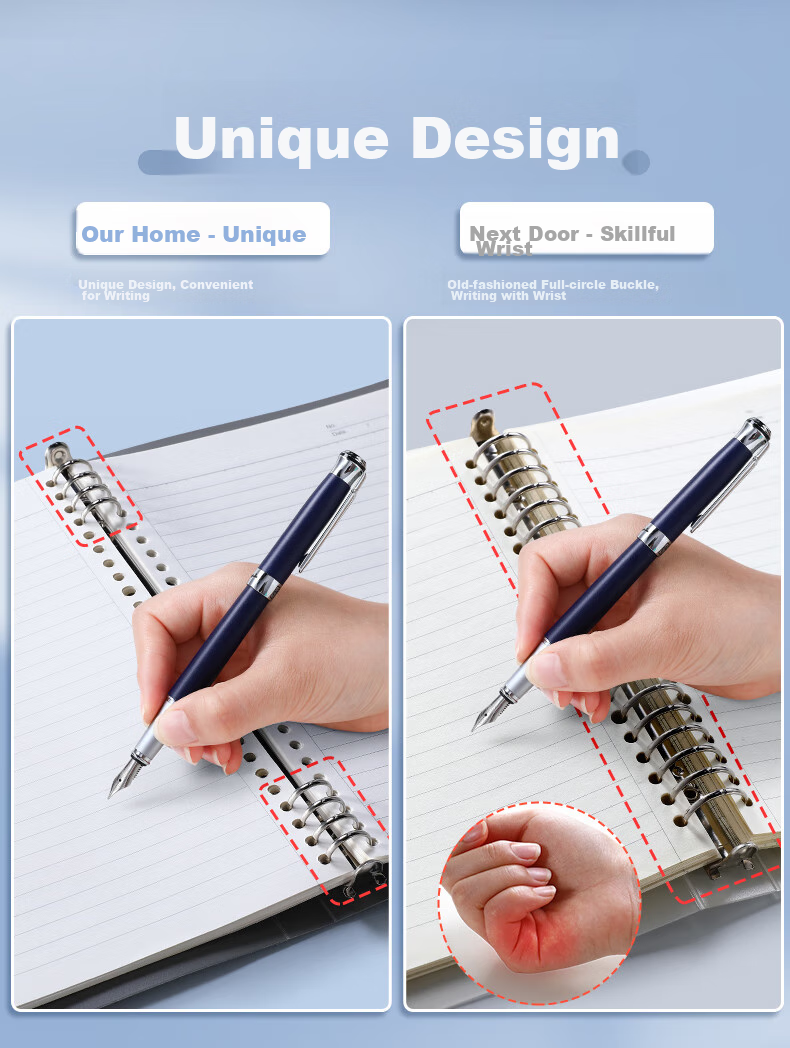 Wengu B5/60 Sheets Detachable Comfortable Iron Clip Loose-Leaf Notebook, 26 Holes, Stylish Business Simple Ruled Notebook, Large Capacity Office High-End Notebook BI010B5 Blue 4