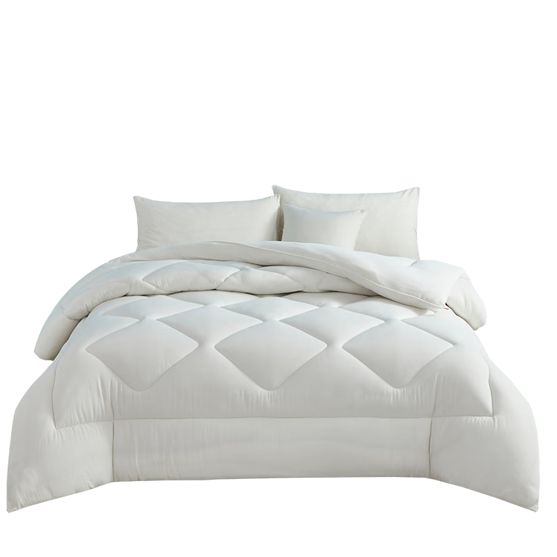 Hengyuanxiang Quilt Fiber Brushed Spring And Autumn Comforter, Washable Machine-Wash Bedding, 6 Jin (3 Kg), 200*230cm [Milk White]