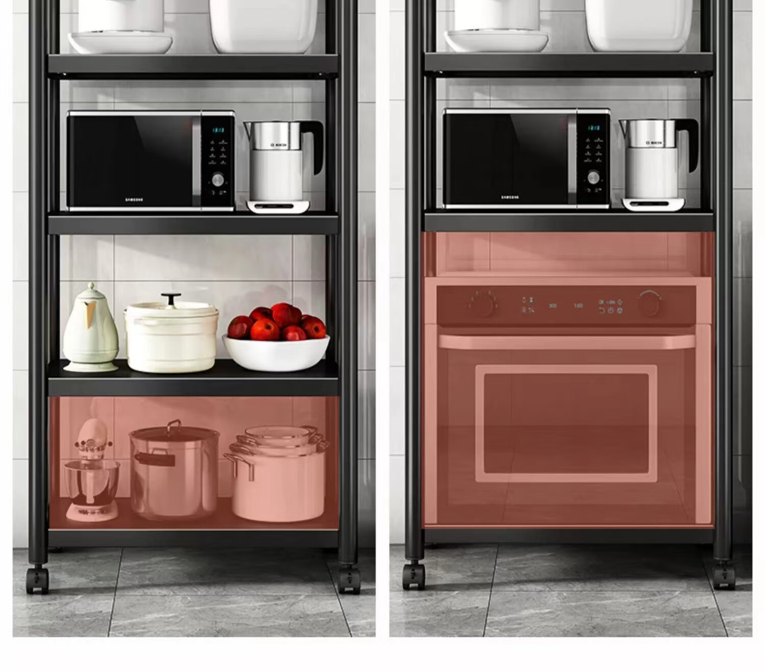 UOEN Kitchen Gap Storage Rack Floor-Standing Multi-Layer Narrow Space Organizer Multi-Functional Pot and Microwave Storage Shelf 12