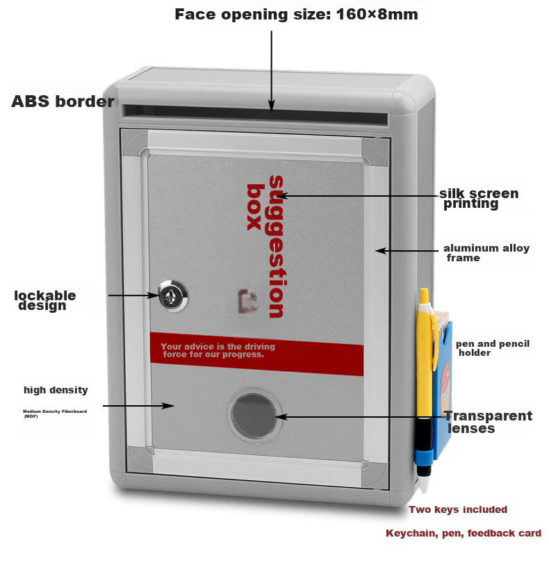 Herisheng Suggestion Box, Complaint Box, Feedback Box, Lockable Wall-Mounted Mailbox, Voting Box, No Drilling Required, Chairman And General Manager Mailbox, Customizable Reporting Box RS-834 5