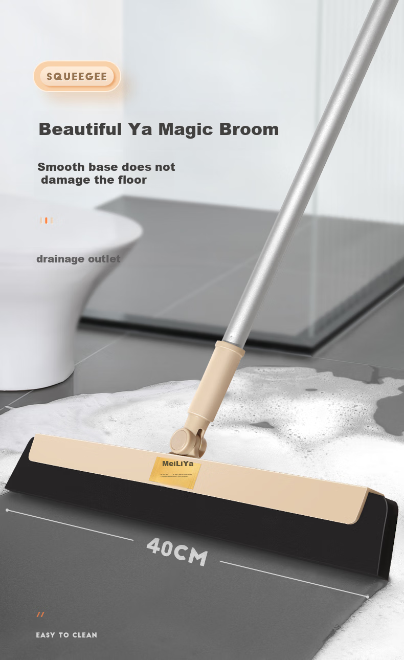 MARYYA Magic Squeegee Tool, Bathroom Floor Scraper, Water Sweeper Mop, Extra Large 40cm, 2 Mop Heads Included 1