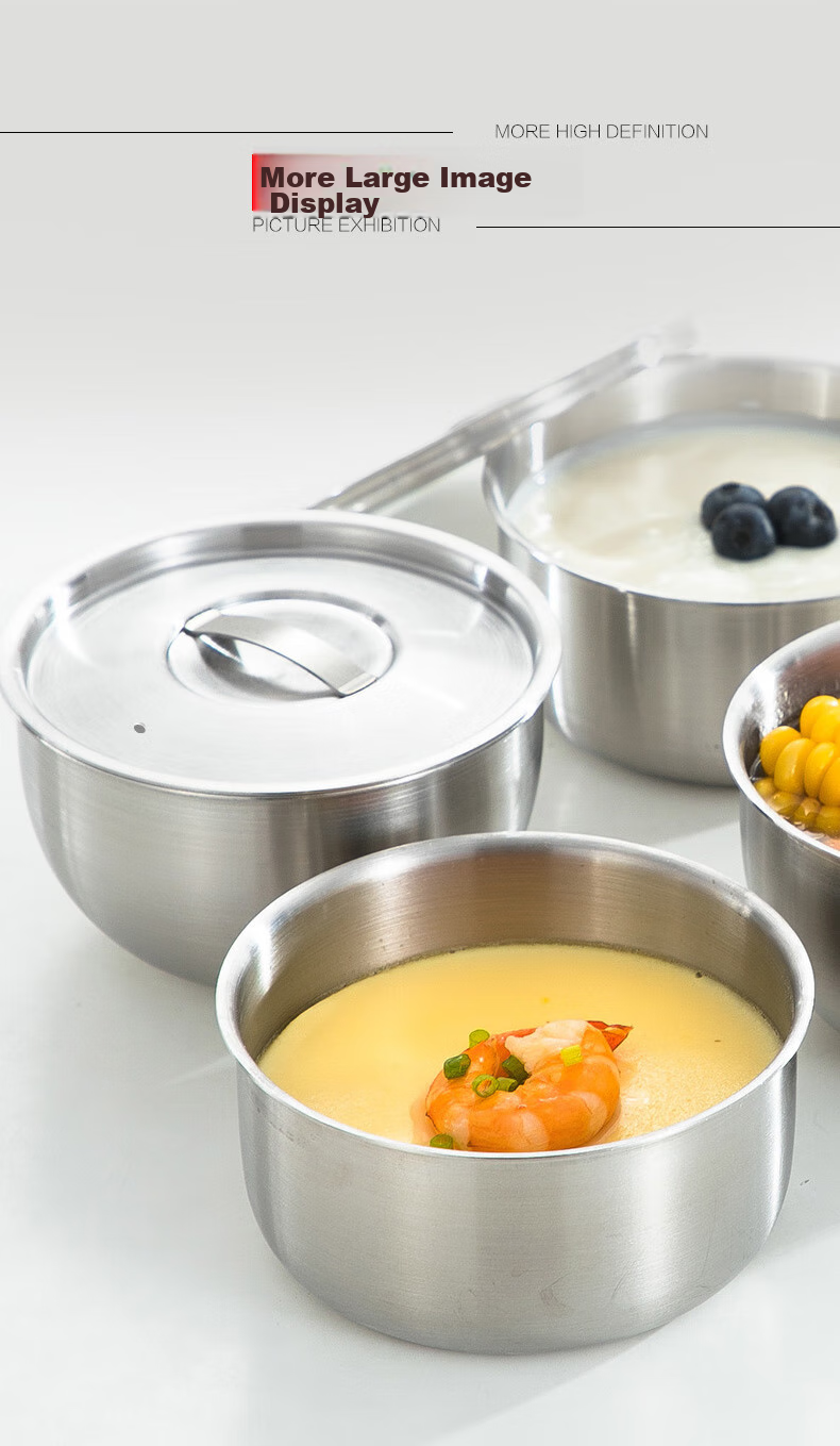 Newair Steamed Egg Bowl, 304 Stainless Steel Water Steaming Bowl for Egg Custard, with Lid, for Home Use, Baby Food Steamer, Baby Cooking Utensil 12